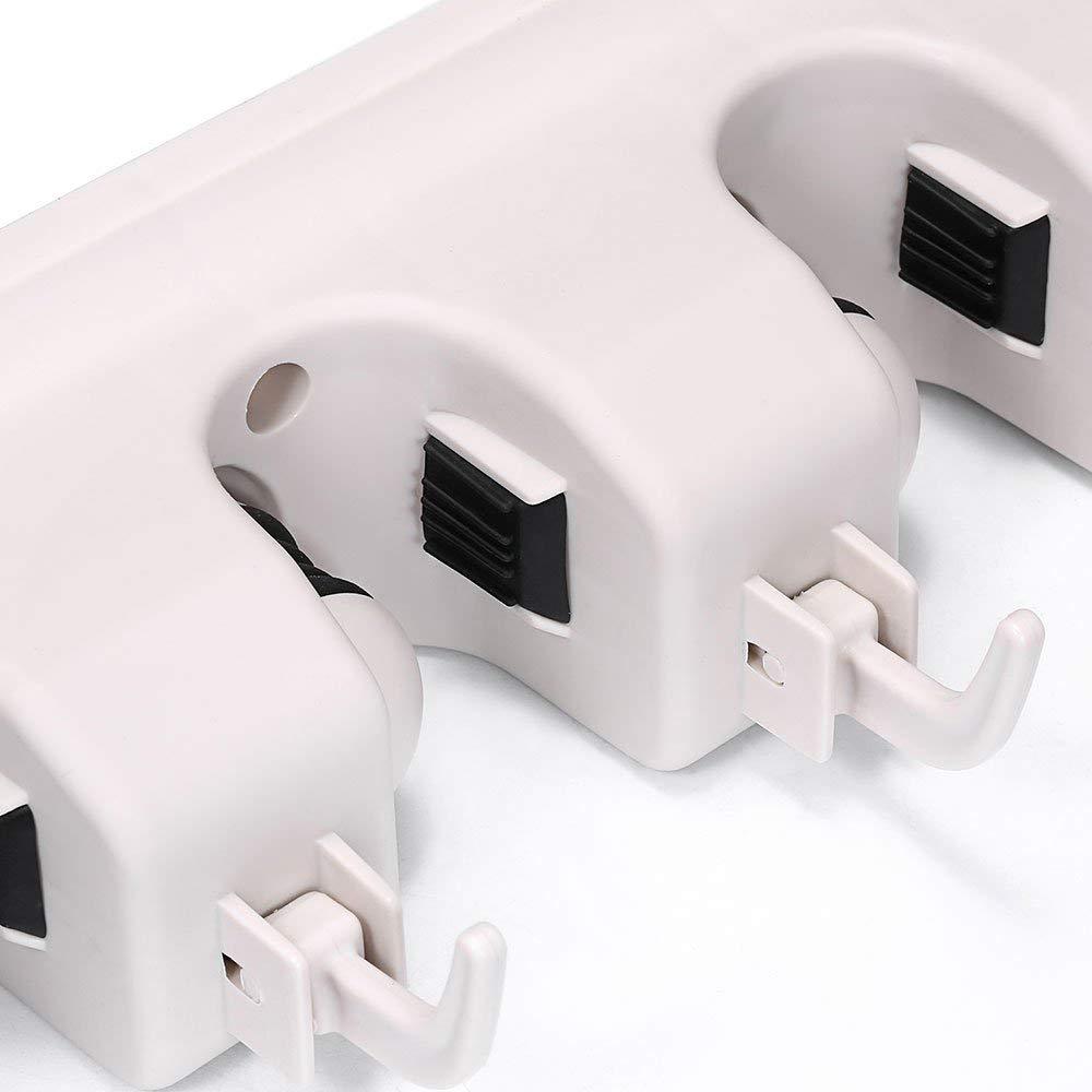 3 layer mop and broom holder wall storage organizer