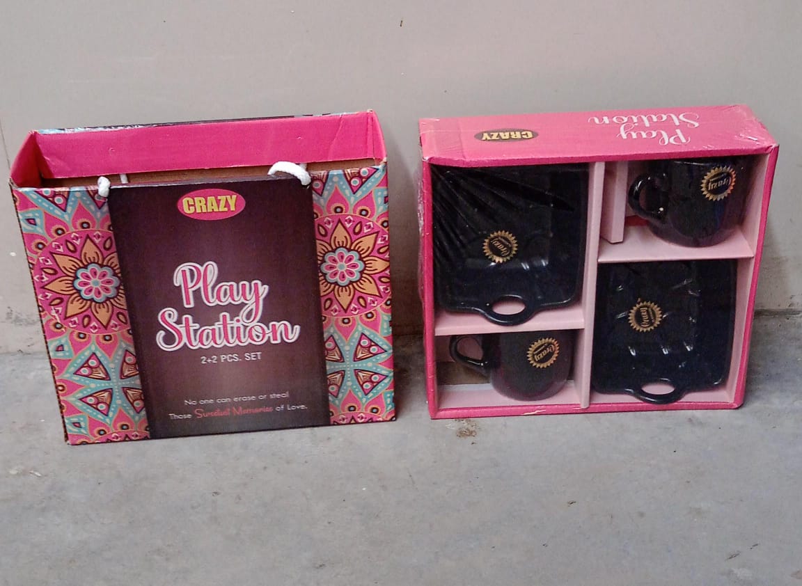 ceramic tea cup set with serving bowl pack of 4