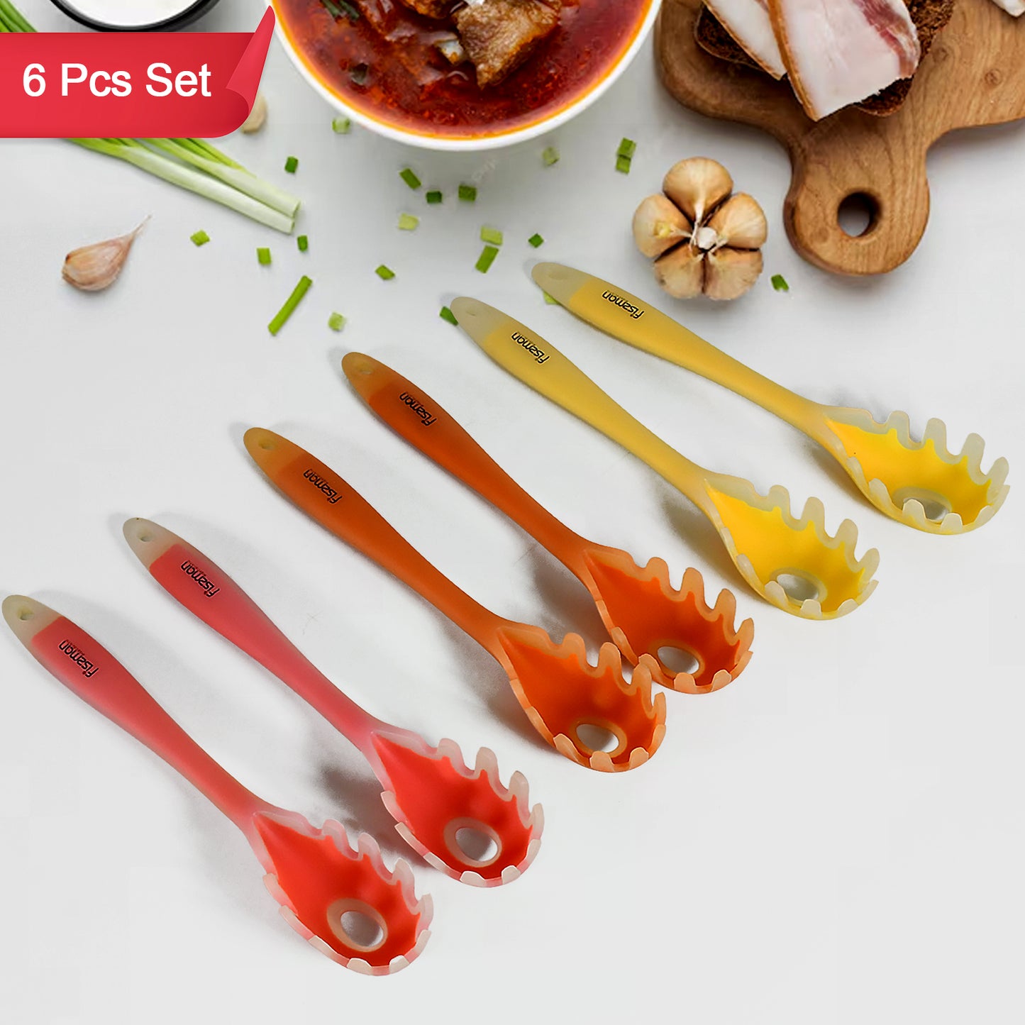 silicone spoon 29 cm heat-resistant kitchen utensil pack of 6