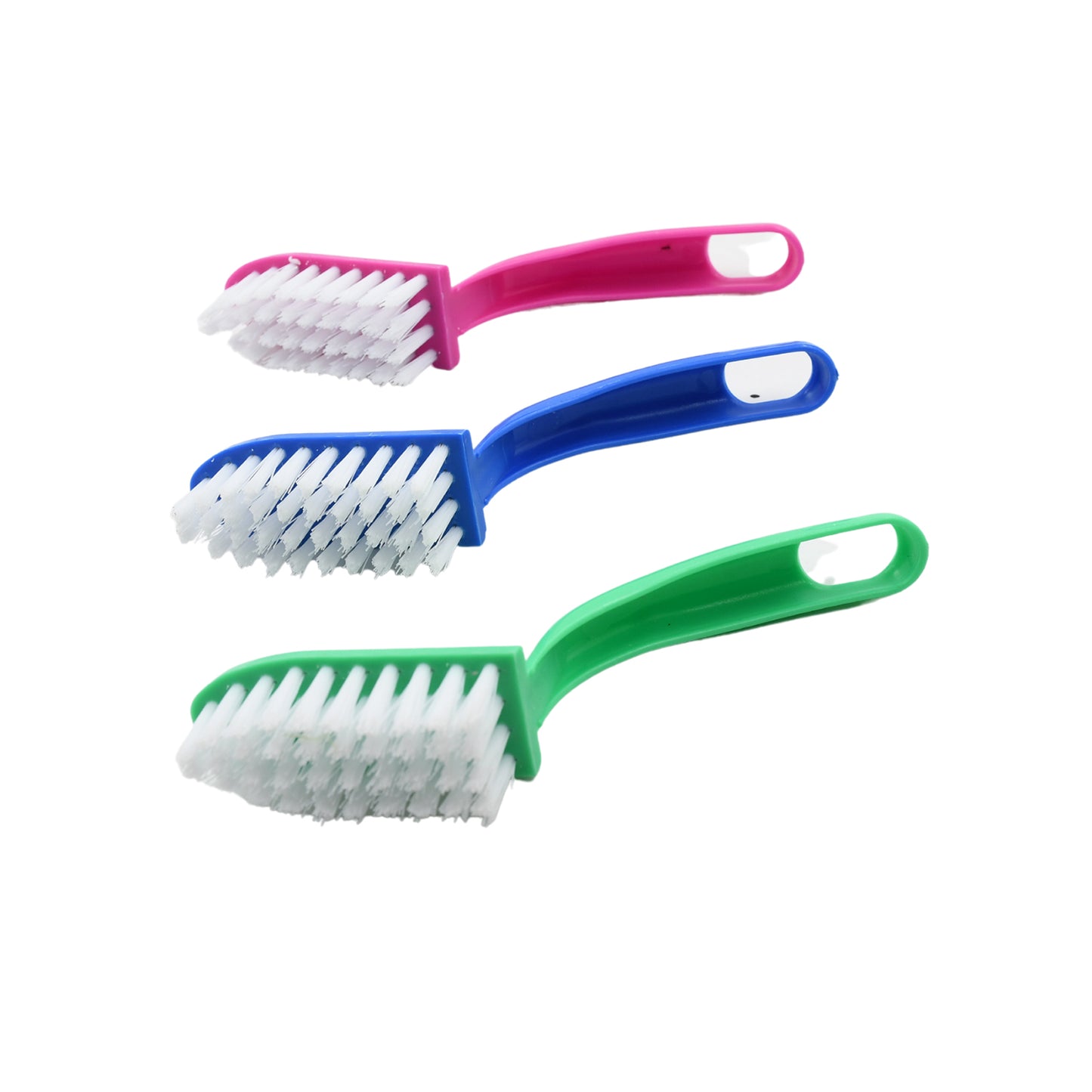 multi-purpose kitchen cleaning brushes 17 cm with pp handle and nylon bristles pack of 3