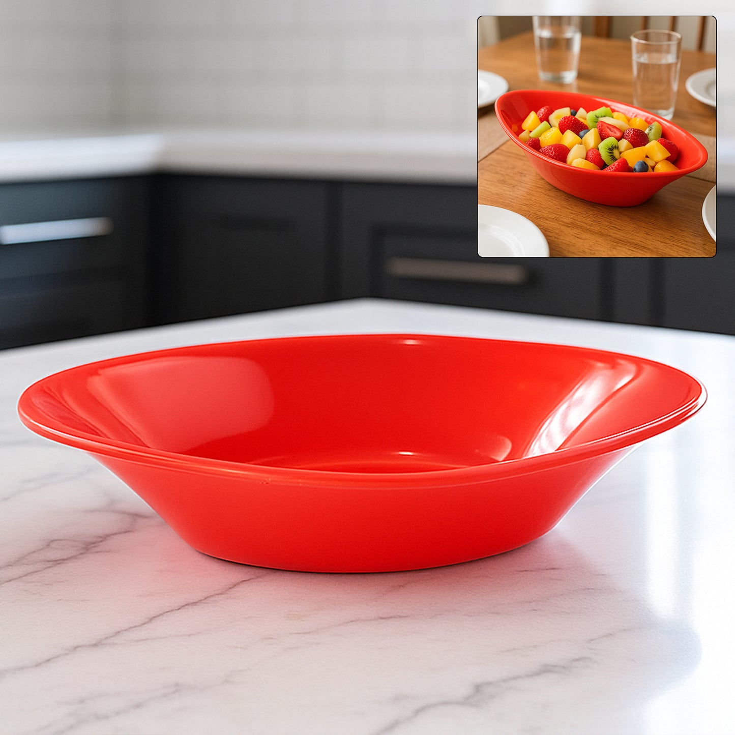 serving bowl 22 cm plastic red oval deep pack of 1