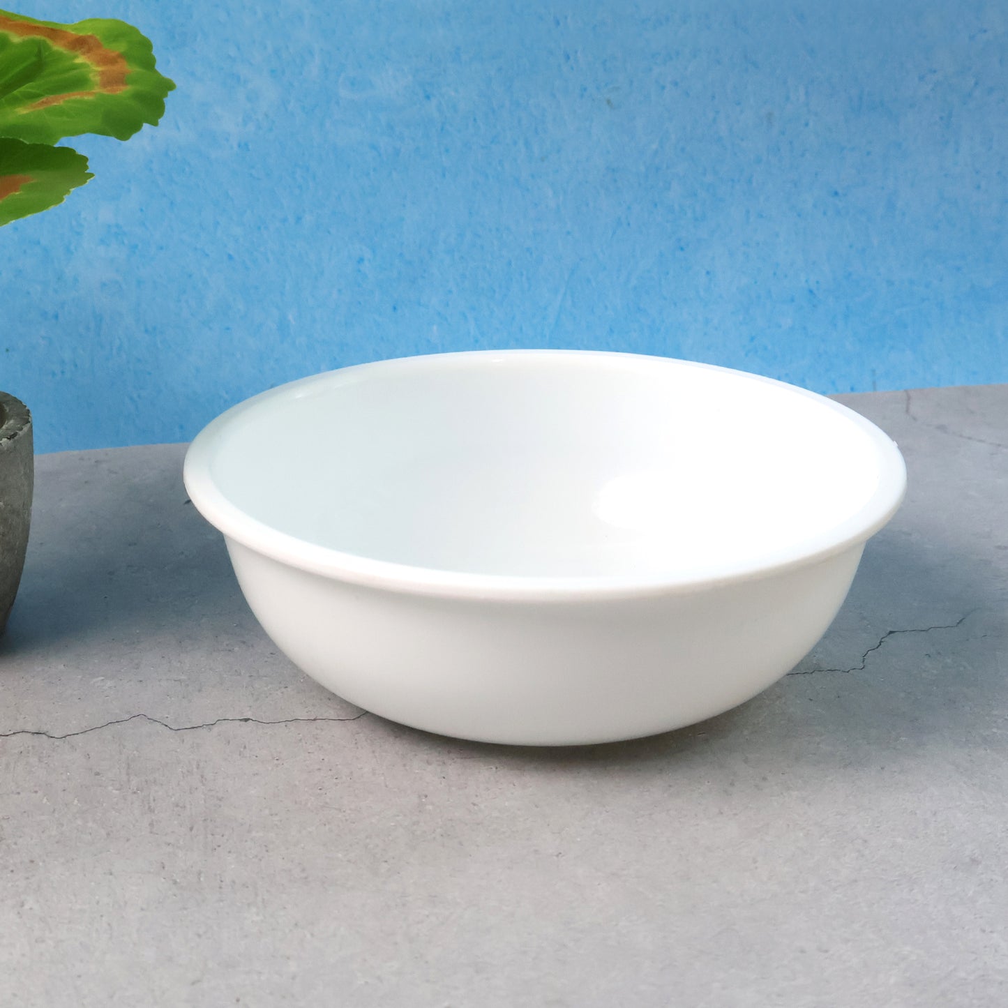 white round deep serving bowl 6 inch plastic