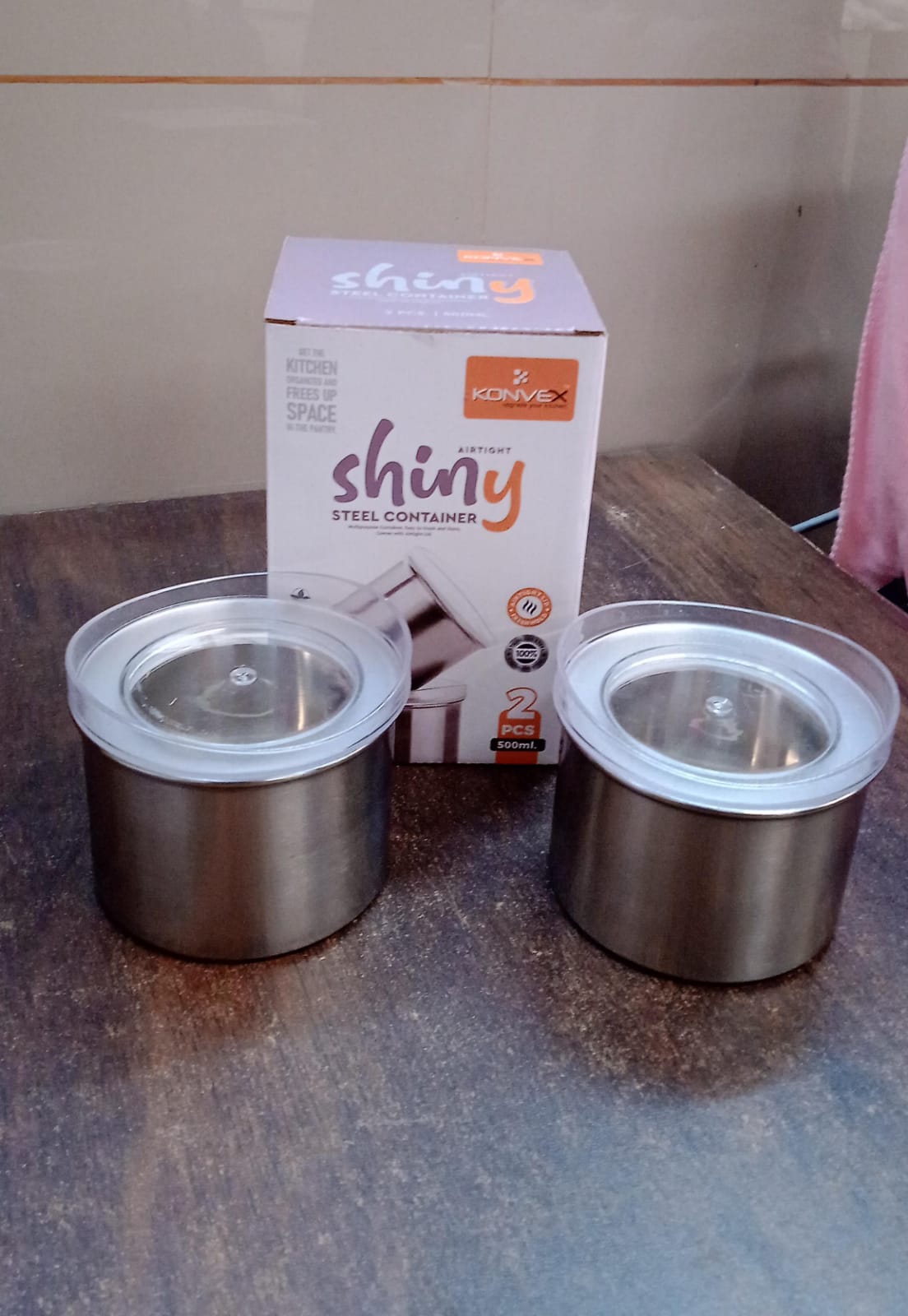 airtight containers 500 ml with see through lids stainless steel pack of 2