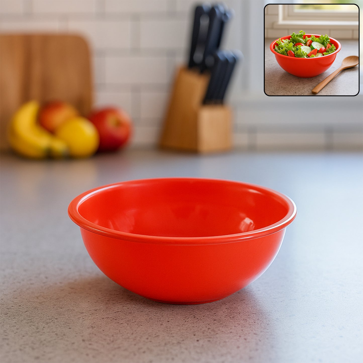 red round deep serving bowl plastic 6 inch