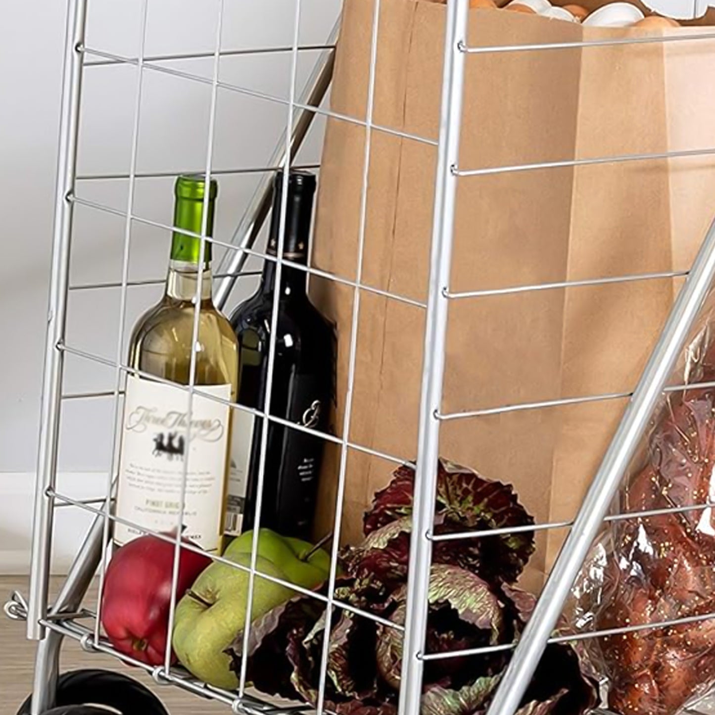 foldable shopping trolley with iron frame pack of 2 for carrying goods