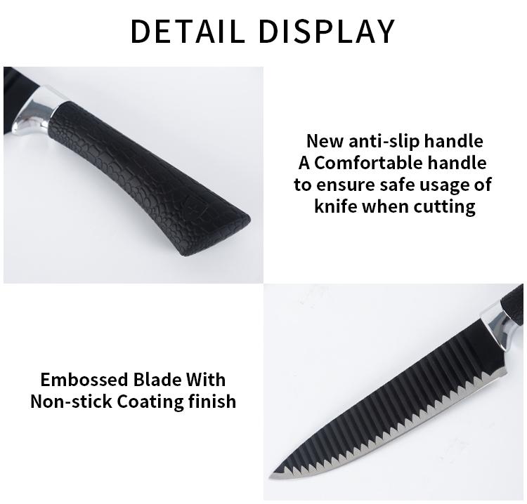 stainless steel knife set 36 cm with chef peeler and scissors pack of 6