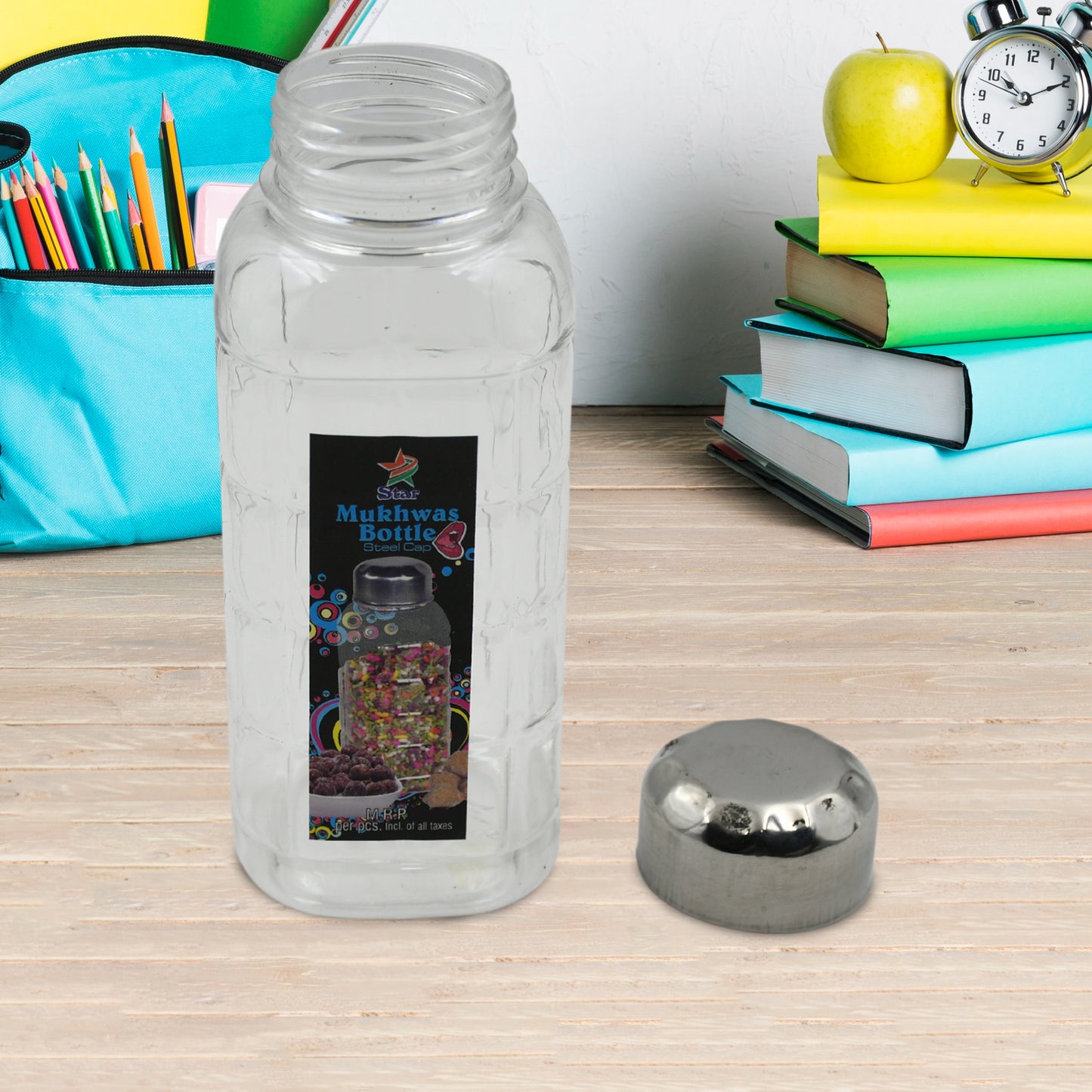 plastic storage bottle 15 cm with stainless steel cap