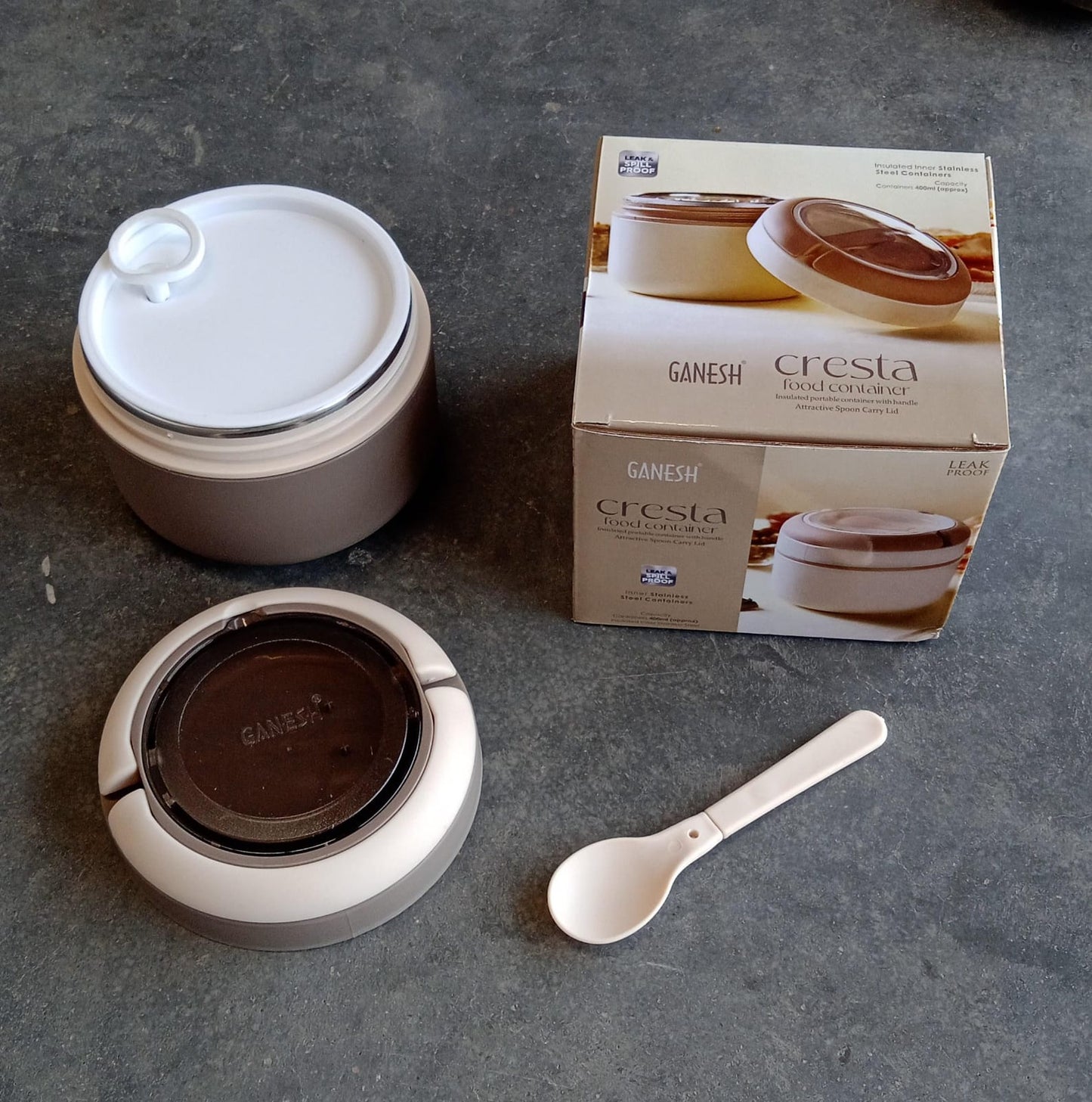 insulated stainless steel lunch box 12 cm x 12 cm x 10 cm with spoon for office school picnic