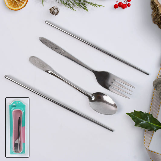 portable utensils set 23 cm stainless steel pack of 4