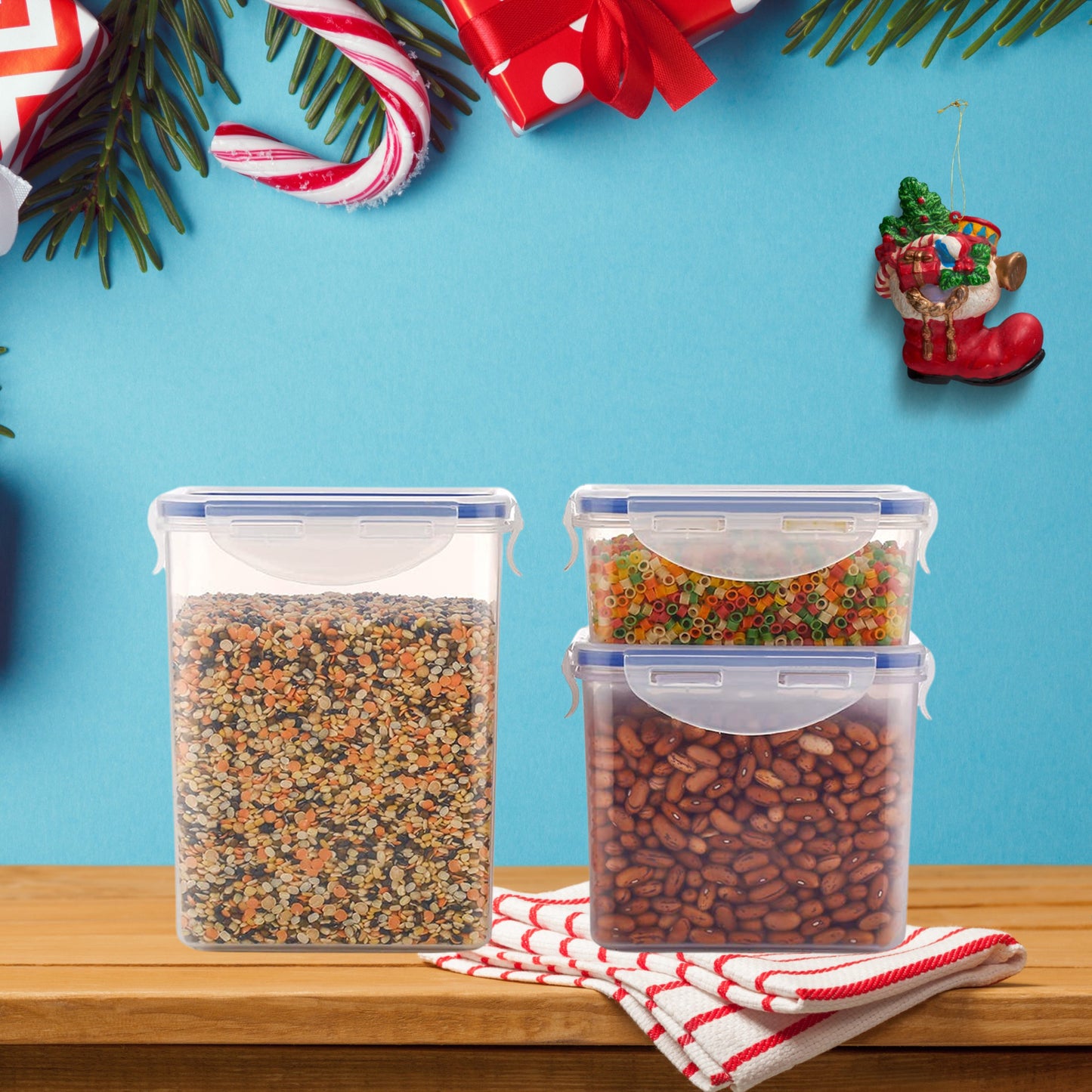 airtight plastic food storage containers 500ml 1000ml 1500ml pack of 3