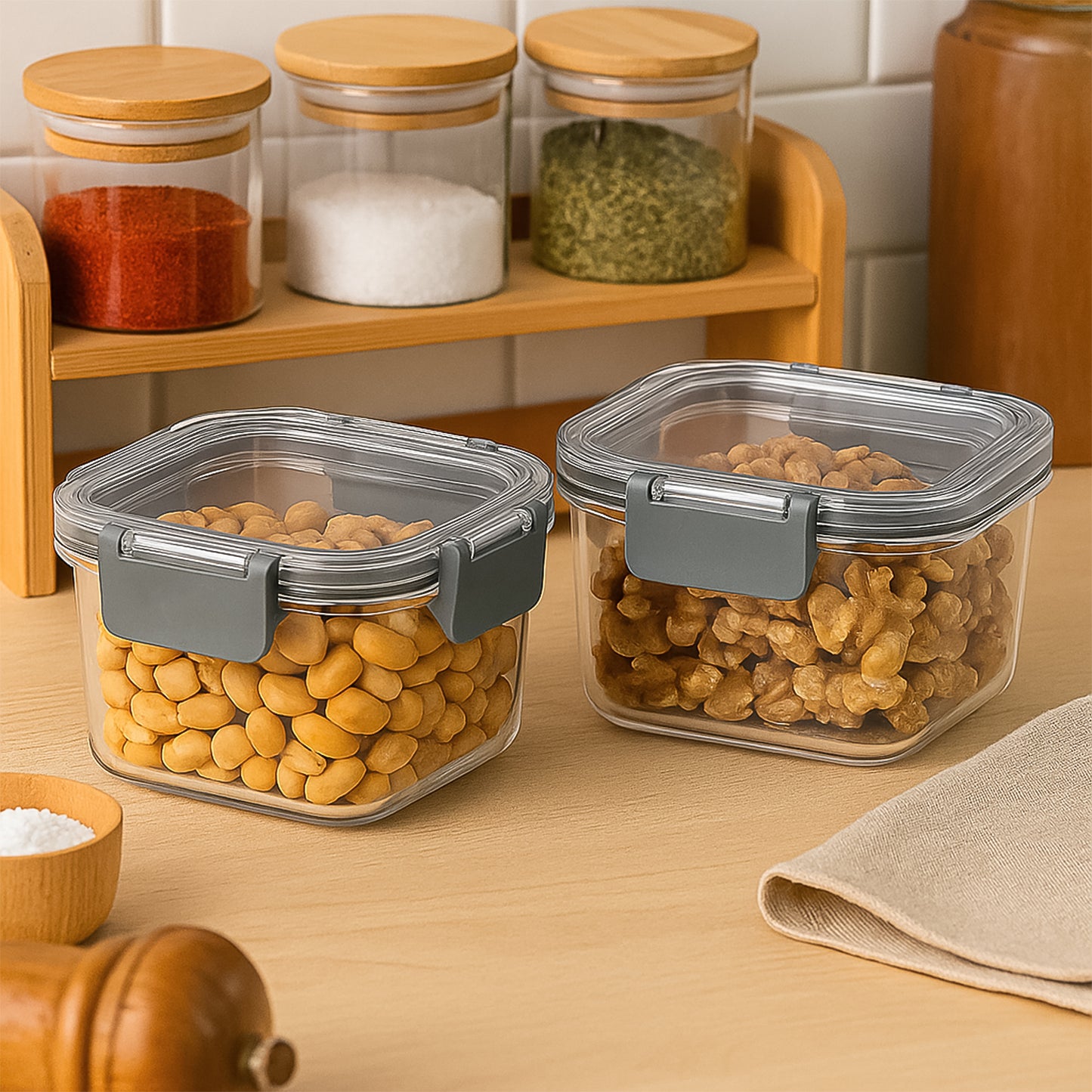 airtight food storage containers 450ml polycarbonate pack of 2