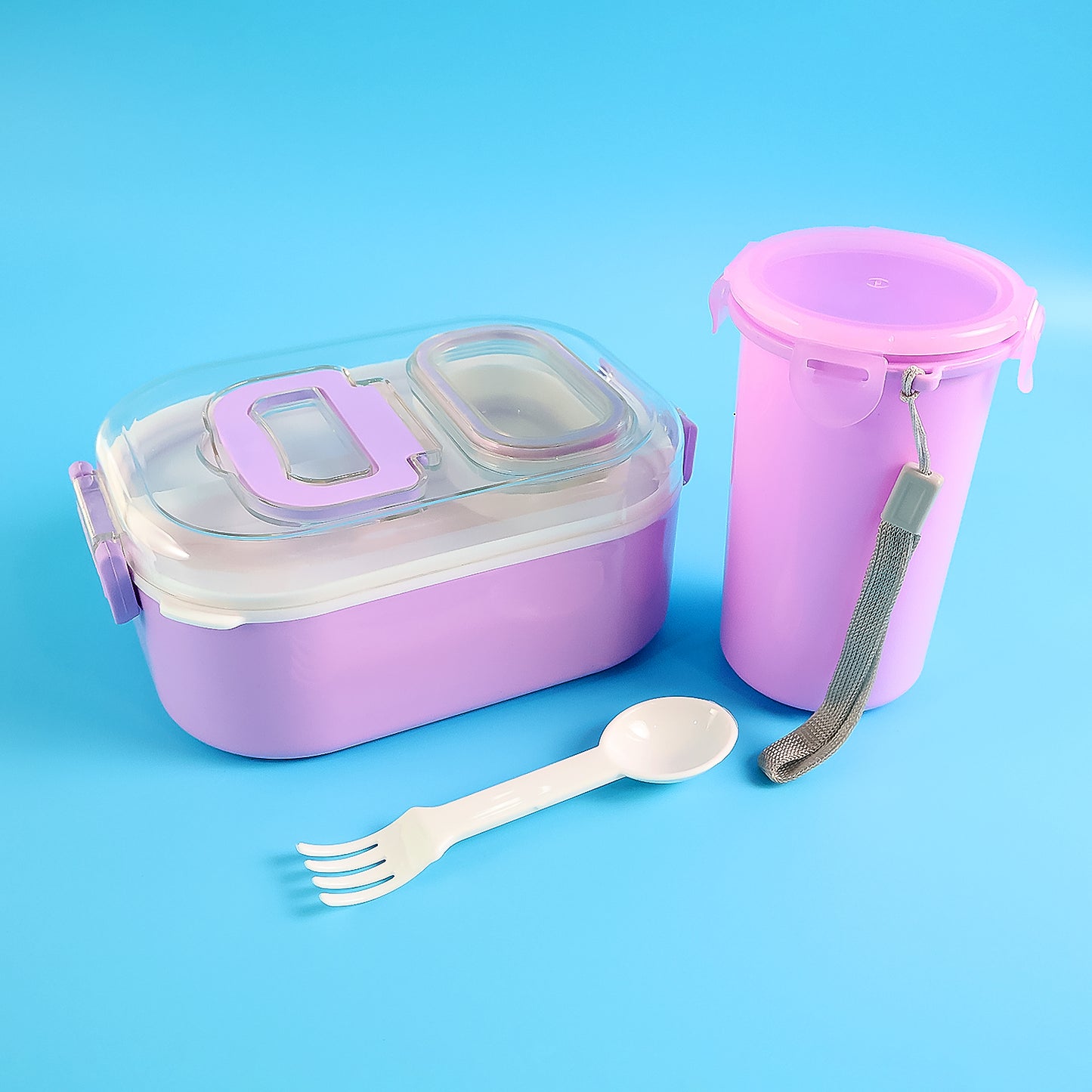 leakproof lunch box set with tumbler and cutlery 20 cm