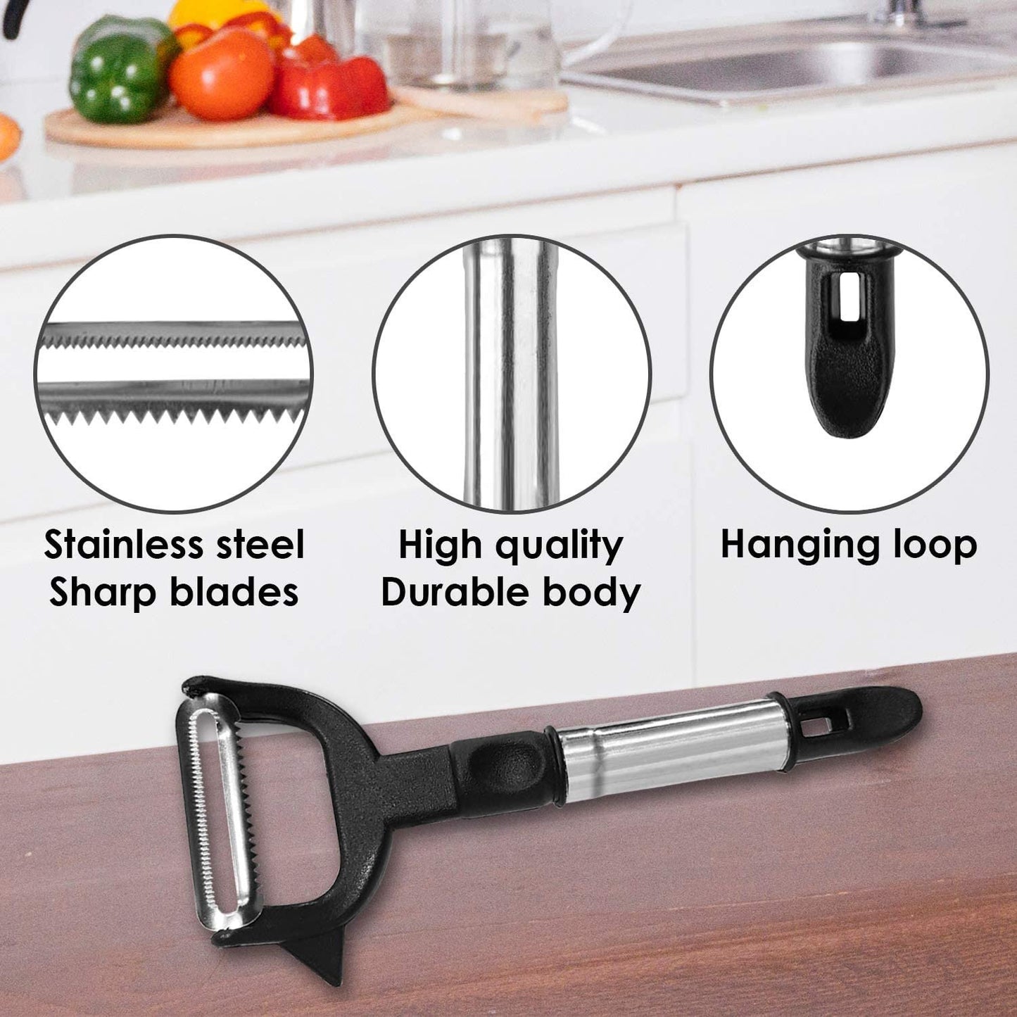 2-in-1 double julienne and vegetable peeler kitchen tool stainless steel 16 cm