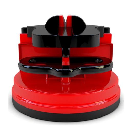 manual kitchen knife sharpener with polymer body and suction cup base