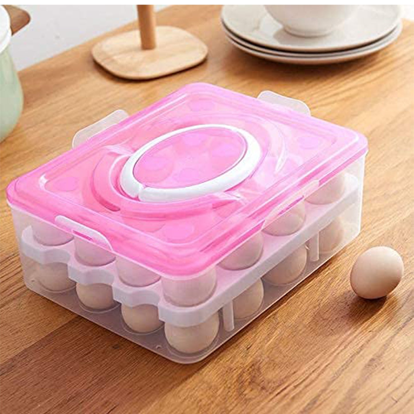 egg tray with lid and handle 30x22x10 cm for egg storage