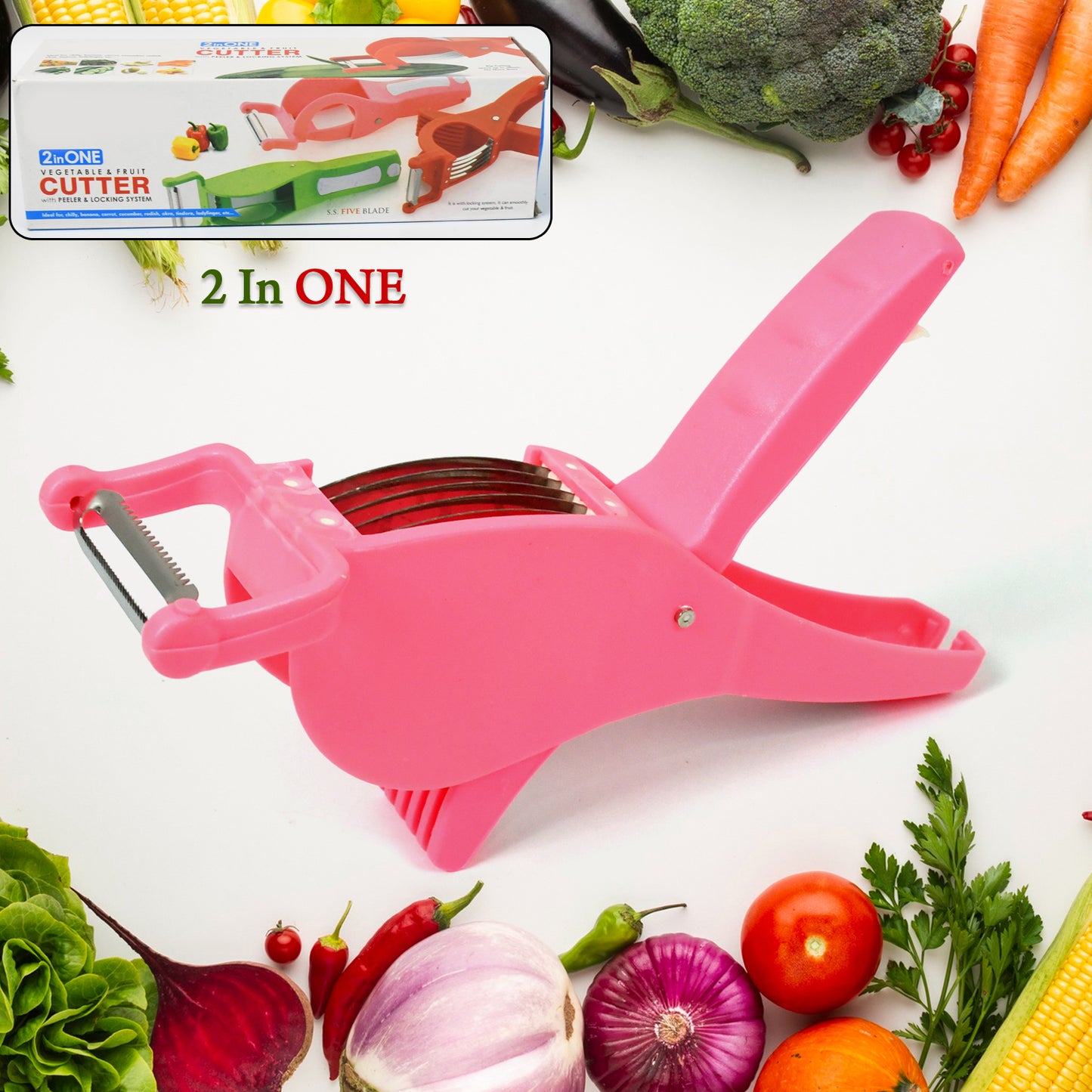 2 in 1 vegetable fruit cutter with peeler plastic kitchen tool
