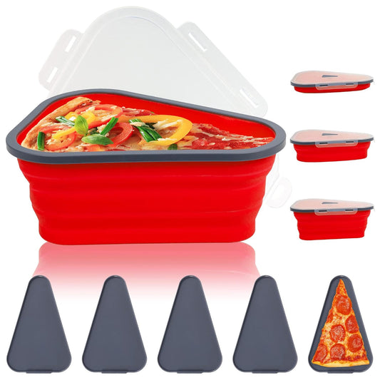 reusable pizza storage container with 5 microwavable trays silicone 27 cm