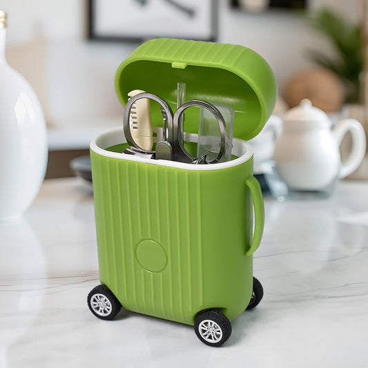 stainless steel manicure pedicure kit 8 pcs with mini 4 wheel suitcase