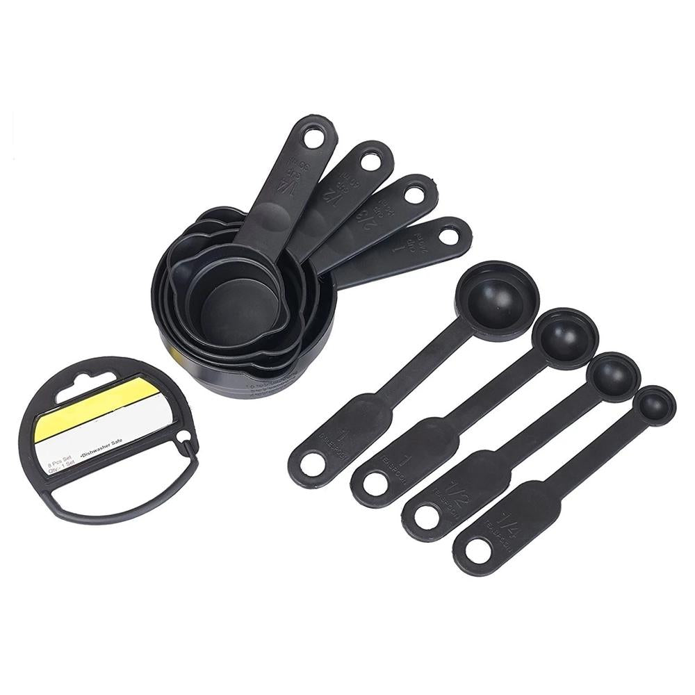 black plastic measuring cups and spoons set pack of 8