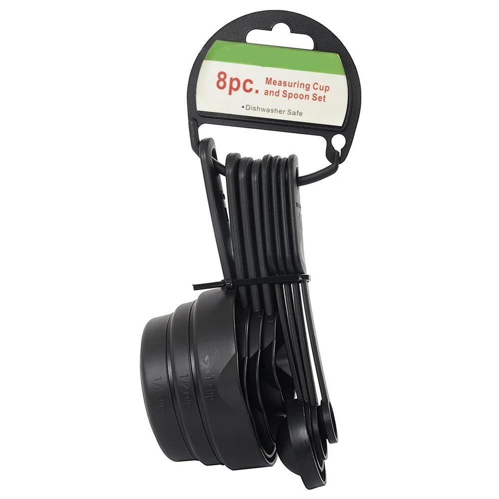 black plastic measuring cups and spoons set pack of 8