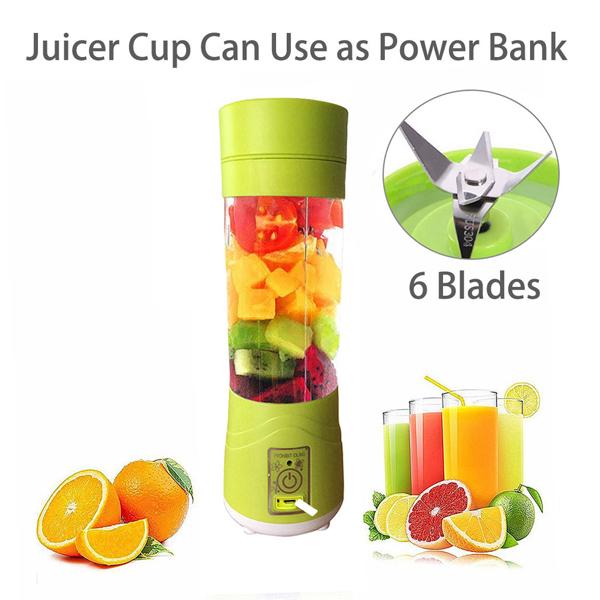 portable usb electric juicer 380ml with 6 blades for juice and protein shakes