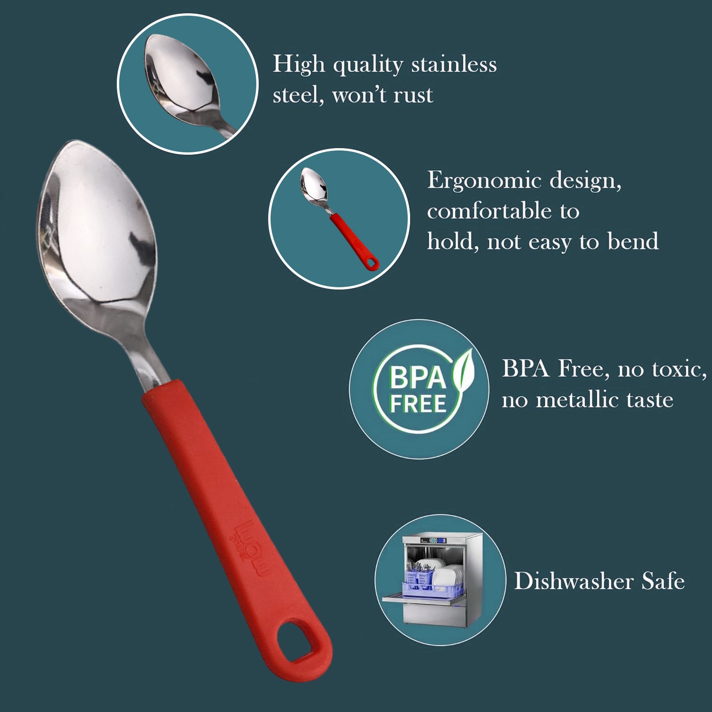 baby feeding spoon set pack of 6 with stainless steel heads and plastic handles