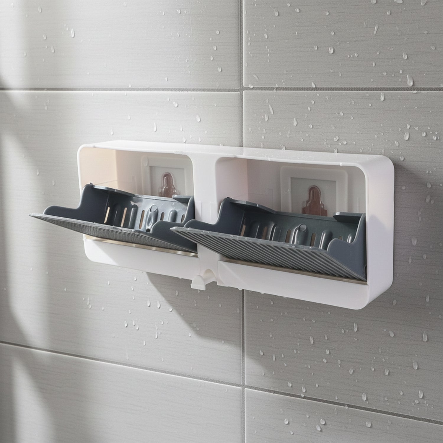 Wall Mounted 4-compartment Bathroom Storage  Soap Holder