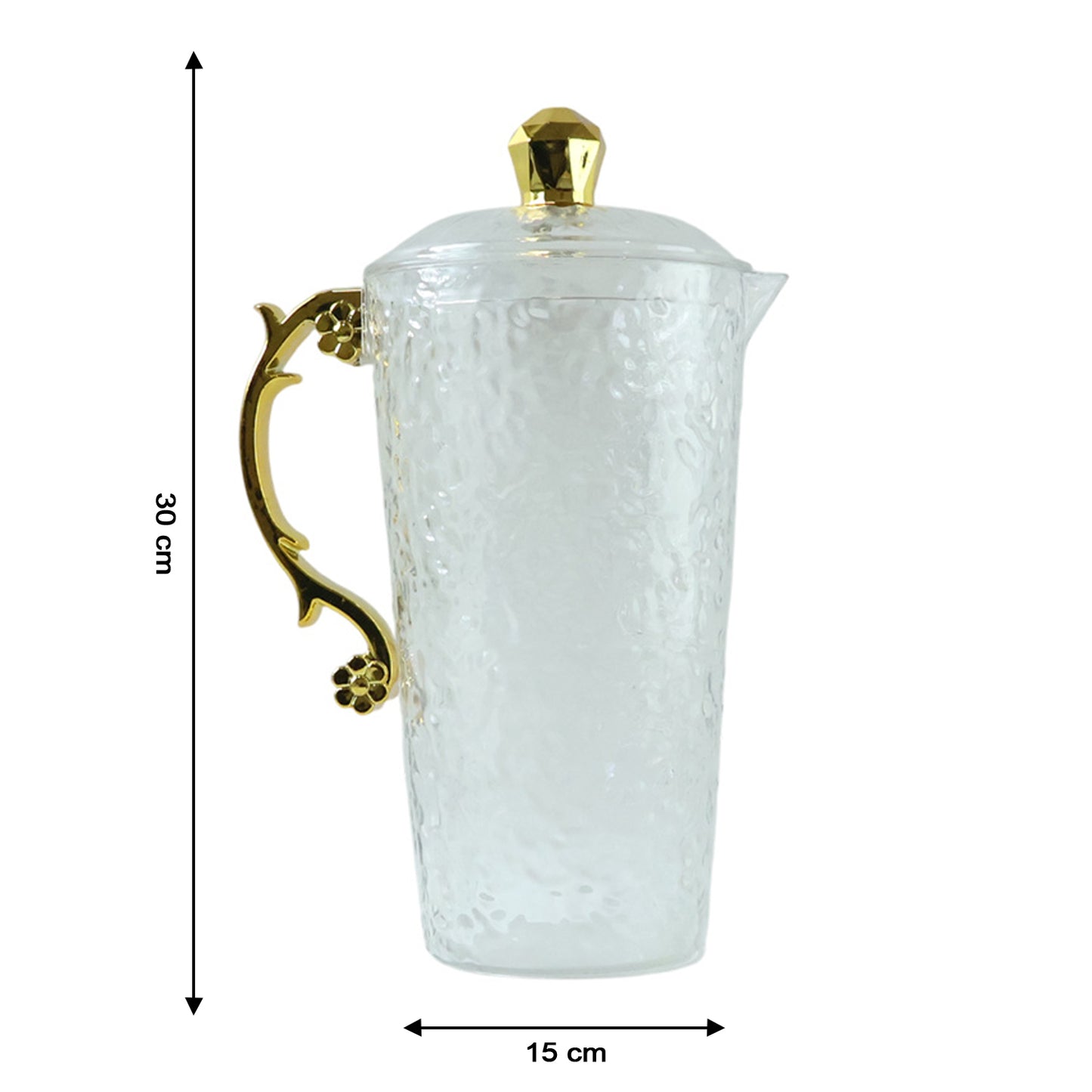 textured glass water jug with 6 glasses set