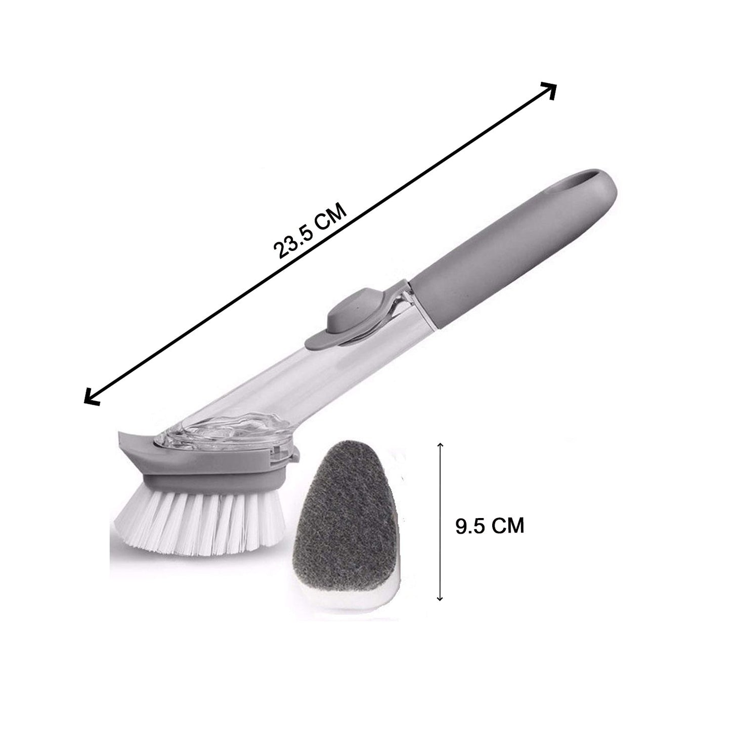 2-in-1 dishwashing brush 26 cm with long handle for kitchen cleaning