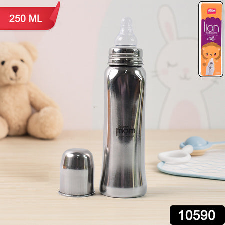 stainless steel feeding bottle 250ml with silicone nipple pack of 1