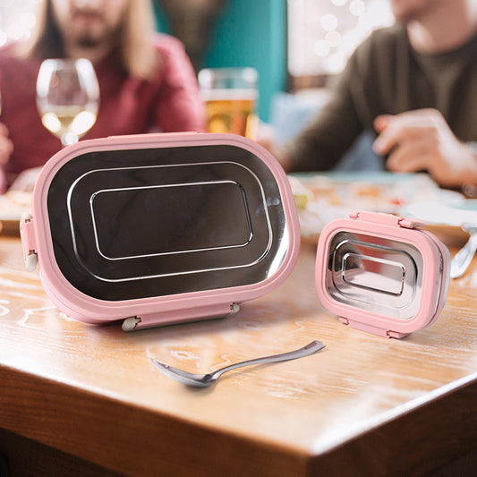 microwave safe lunch box 400 ml with insulated bag and 2 compartments pack of 2