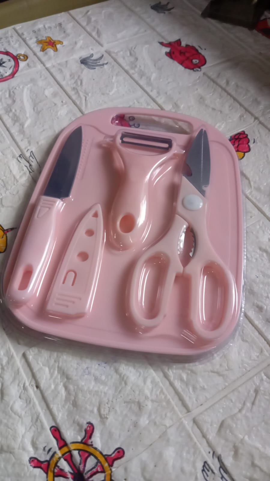 mini travel cutting board set 26 cm with knife peeler scissors plastic