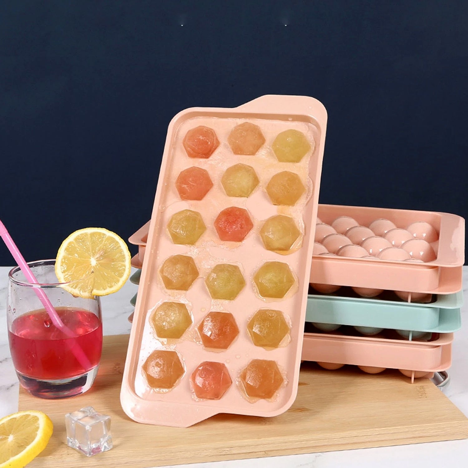 plastic ice cube tray with 18 cavities for freezing