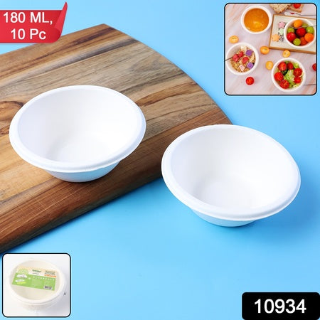 round compostable bagasse bowl 180 ml leak-resistant pack of 10