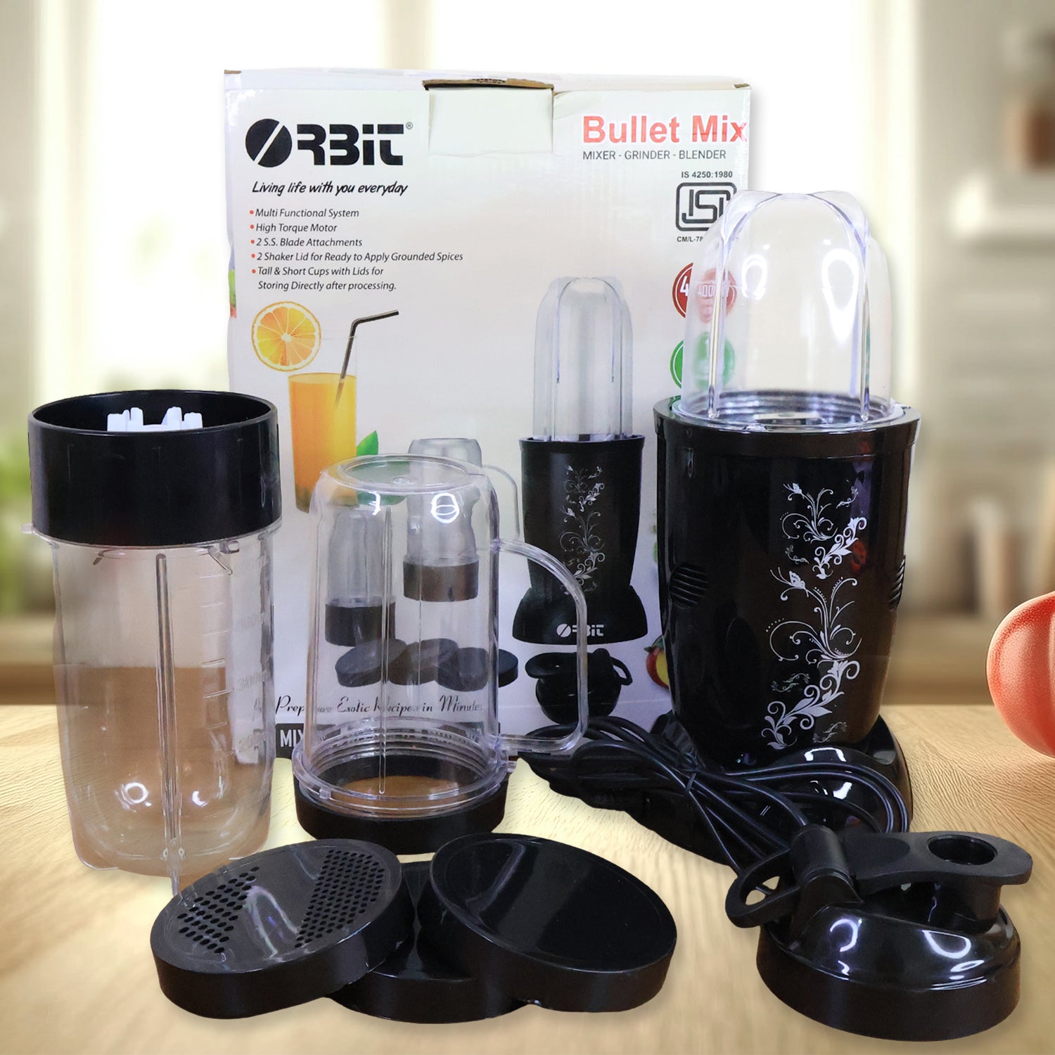 bullet mixer grinder 400w with 3 jars for kitchen use
