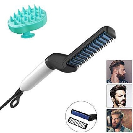 abs plastic and metal men's beard and hair curling straightener comb pack of 1