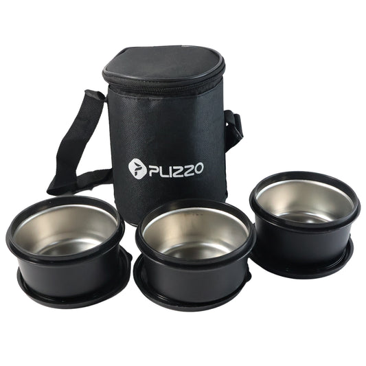 Insulated Stainless Steel Tiffin Lunch Box Set With Carry Bag (1 Set)