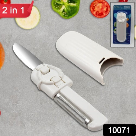 2-in-1 knife and peeler with stainless steel blades 15 cm length
