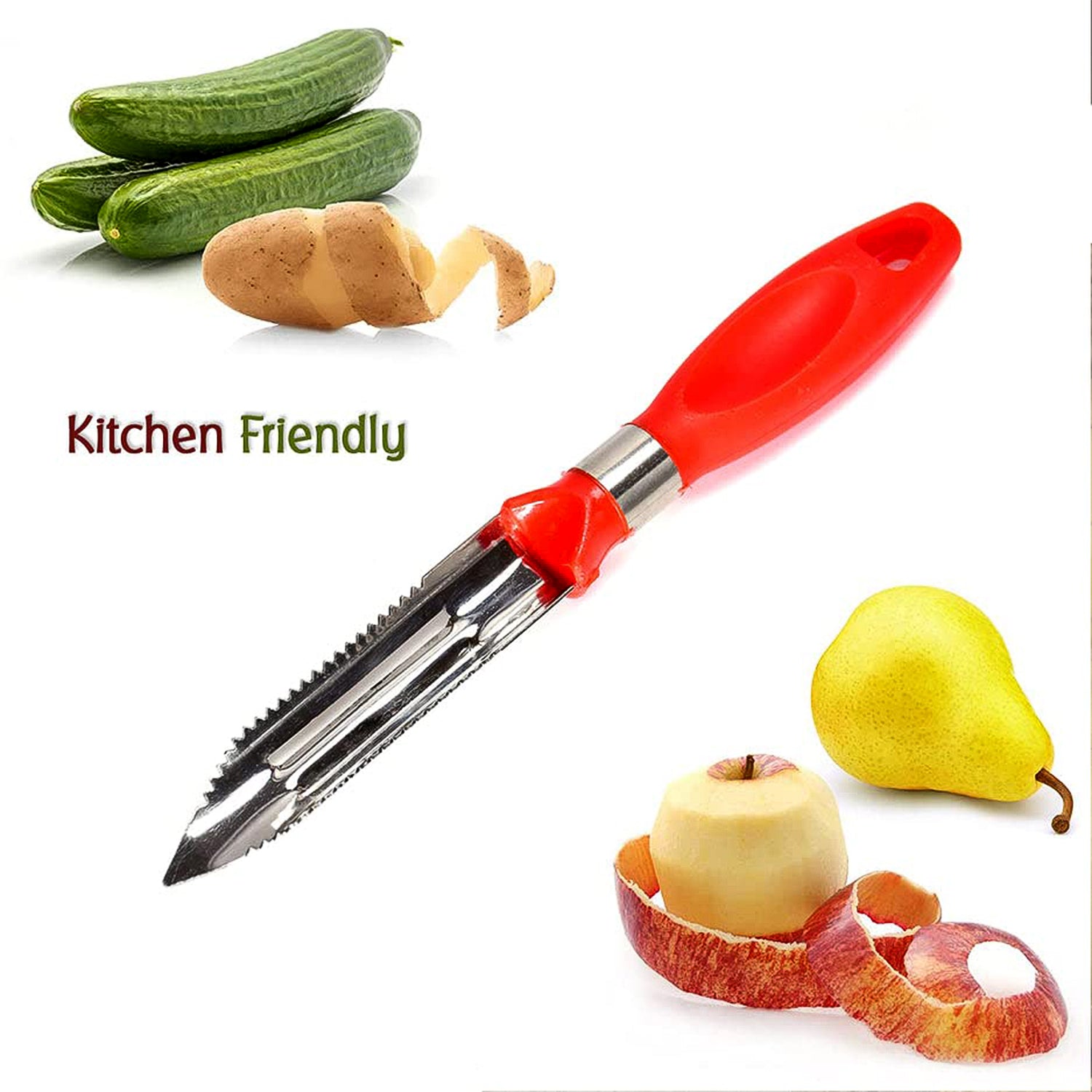 2-in-1 kitchen knife peeler 26 cm with stainless steel blade and plastic handle