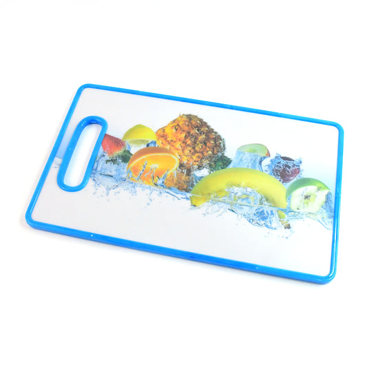 large rectangular cutting board 36x22 cm with fruit print and handle