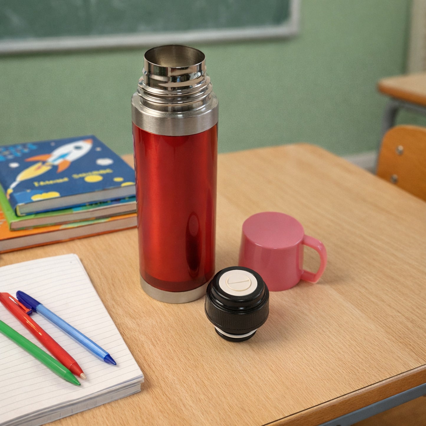 Insulated Travel Mug Bottle With Handle Lid (500 Ml)
