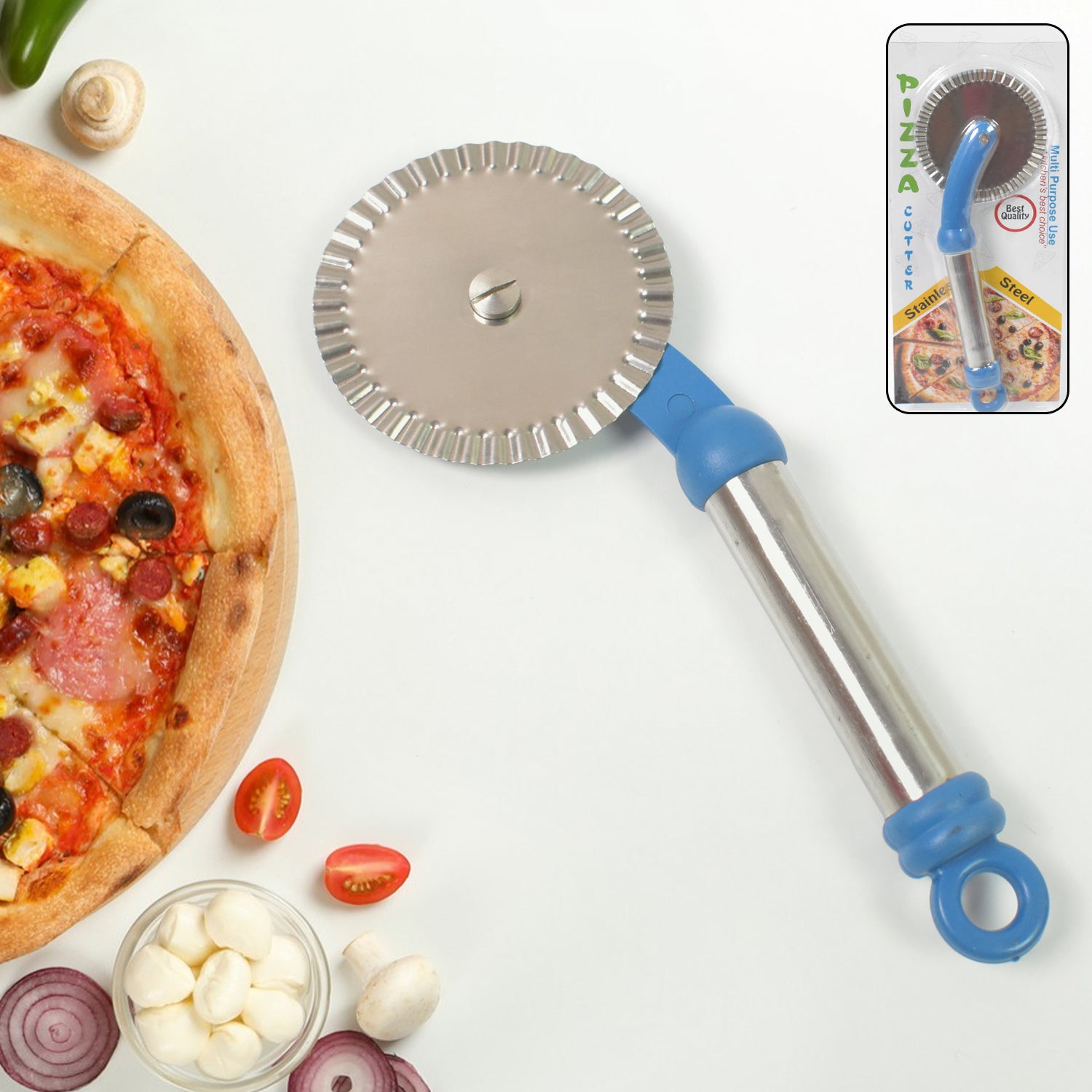 pizza cutter 20 cm stainless steel blade multi-purpose use pack of 1