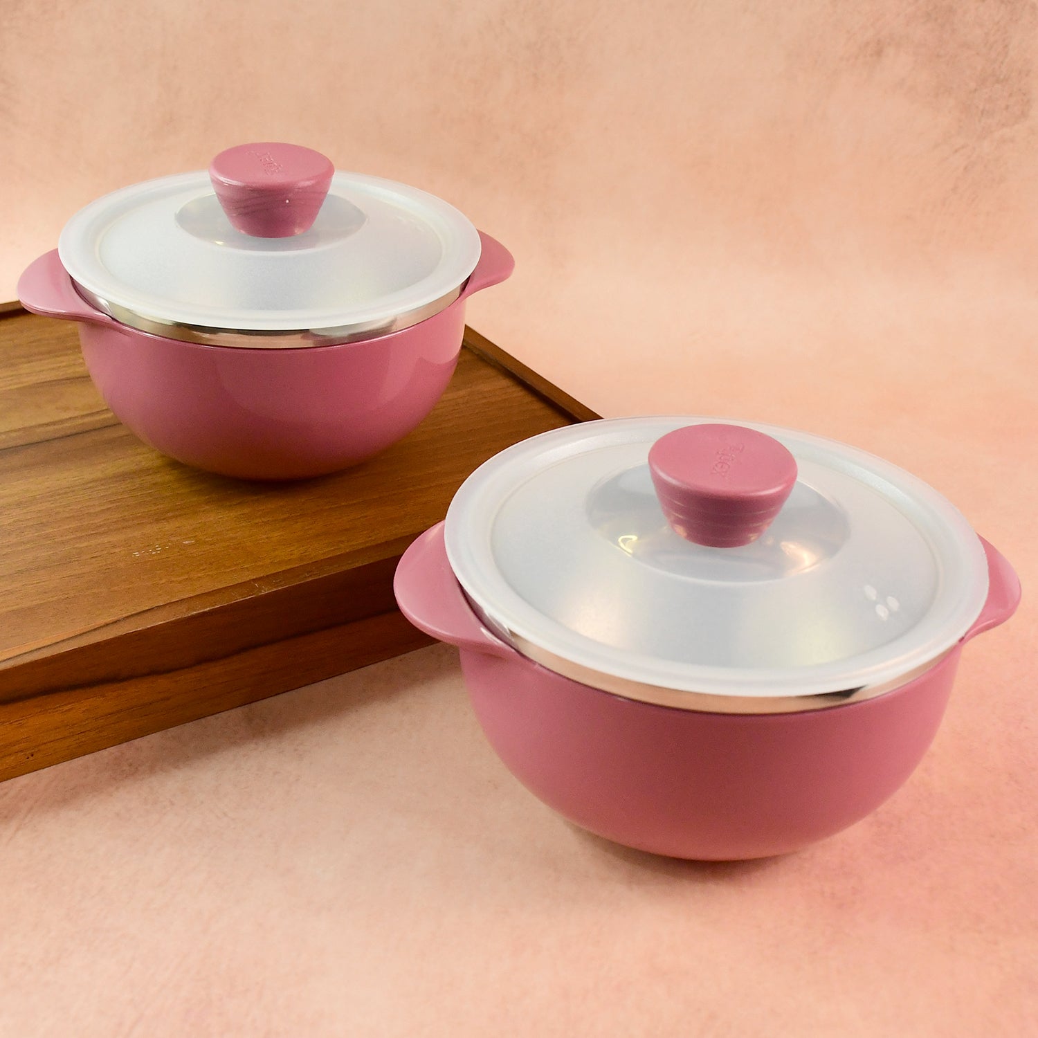 Apex Premium Plastic Serving Bowl Set With Lids (2 Pc)