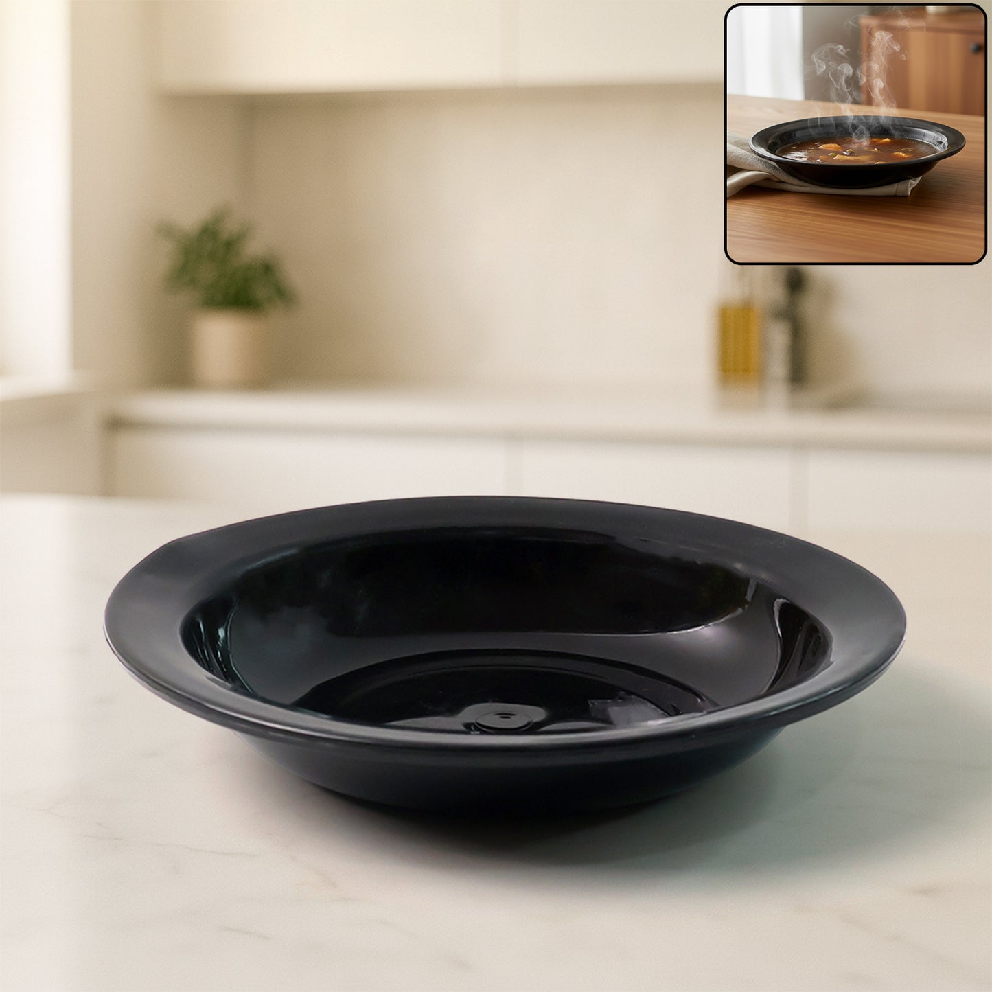 serving bowl 15 cm for curry and soup heat-resistant plastic black