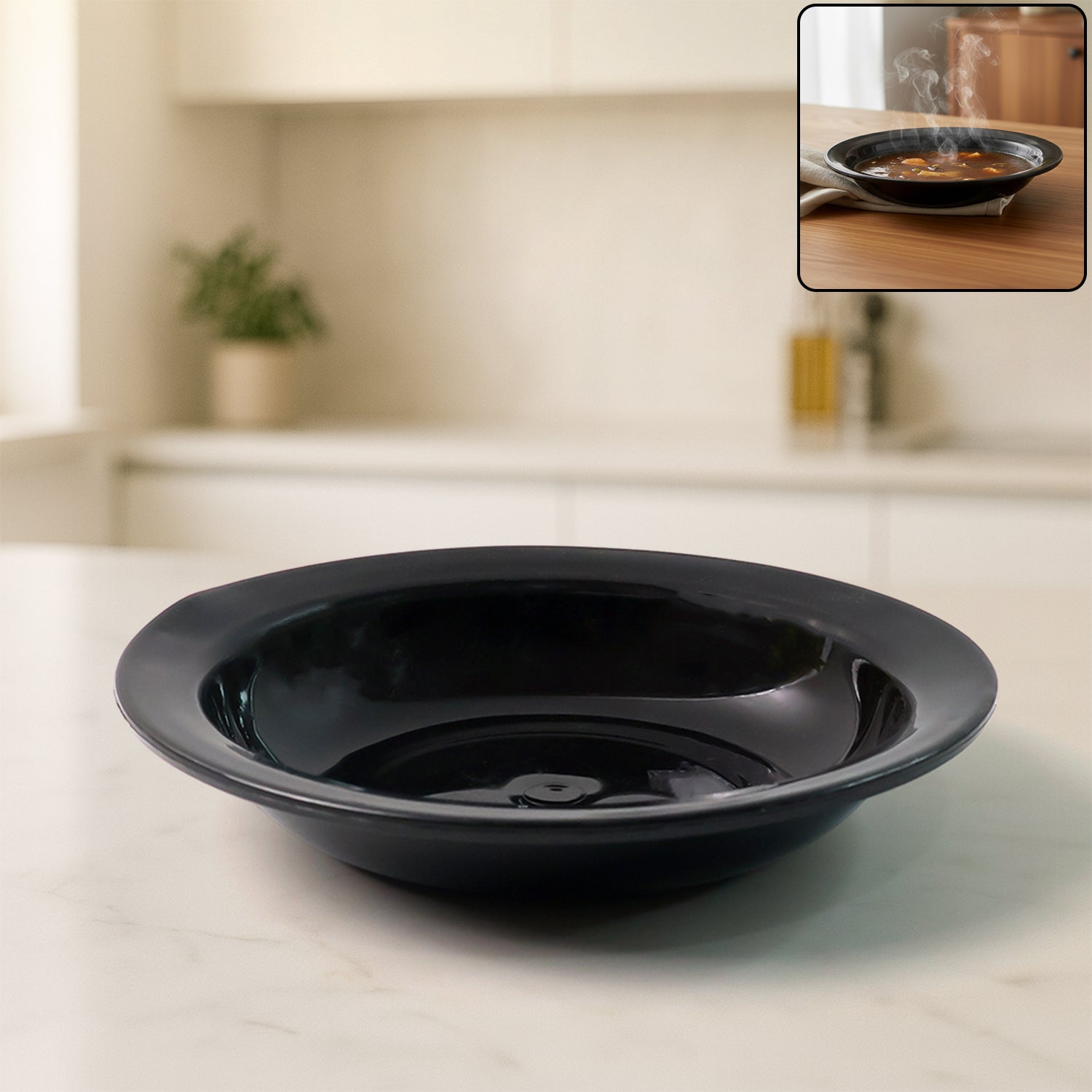 serving bowl 15 cm for curry and soup heat-resistant plastic black