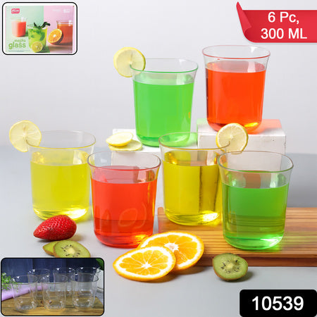 plastic mojito glass 300ml set of 6 transparent unbreakable glasses