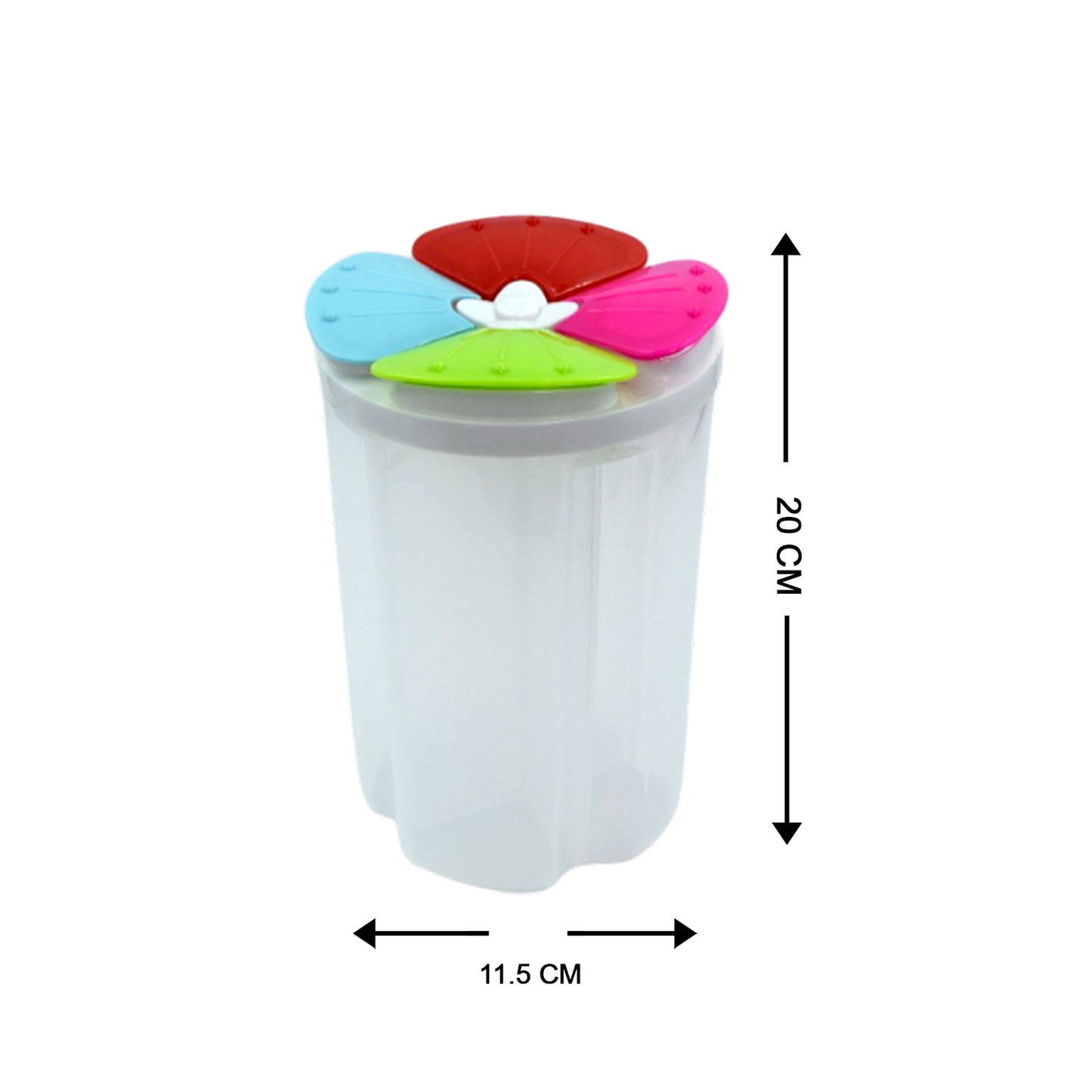 airtight 4 section food storage container 14 cm x 14 cm x 22 cm