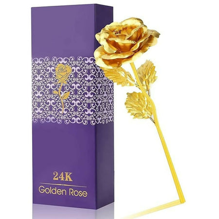 gold plated artificial rose 29 cm with premium box pack of 1