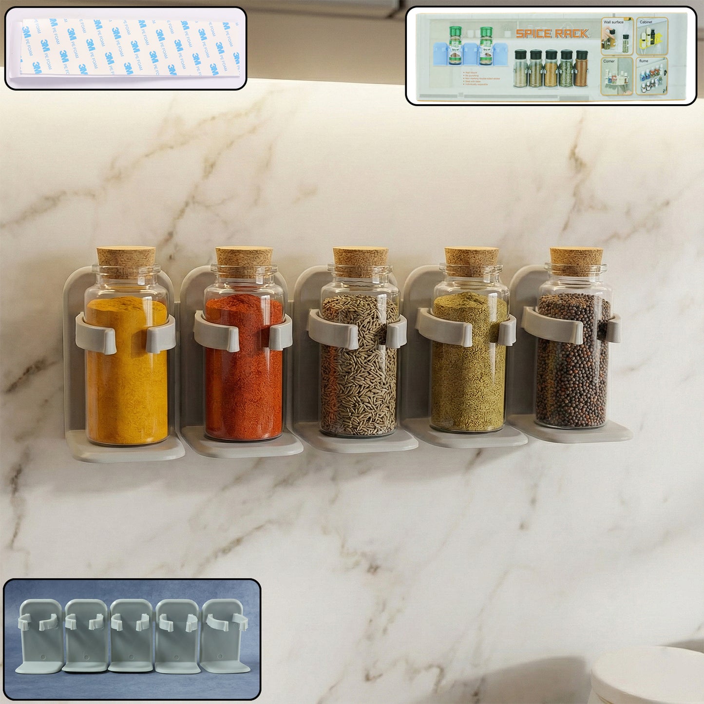 Wall-mounted Adjustable Spice Rack Organizer (1 Pc)