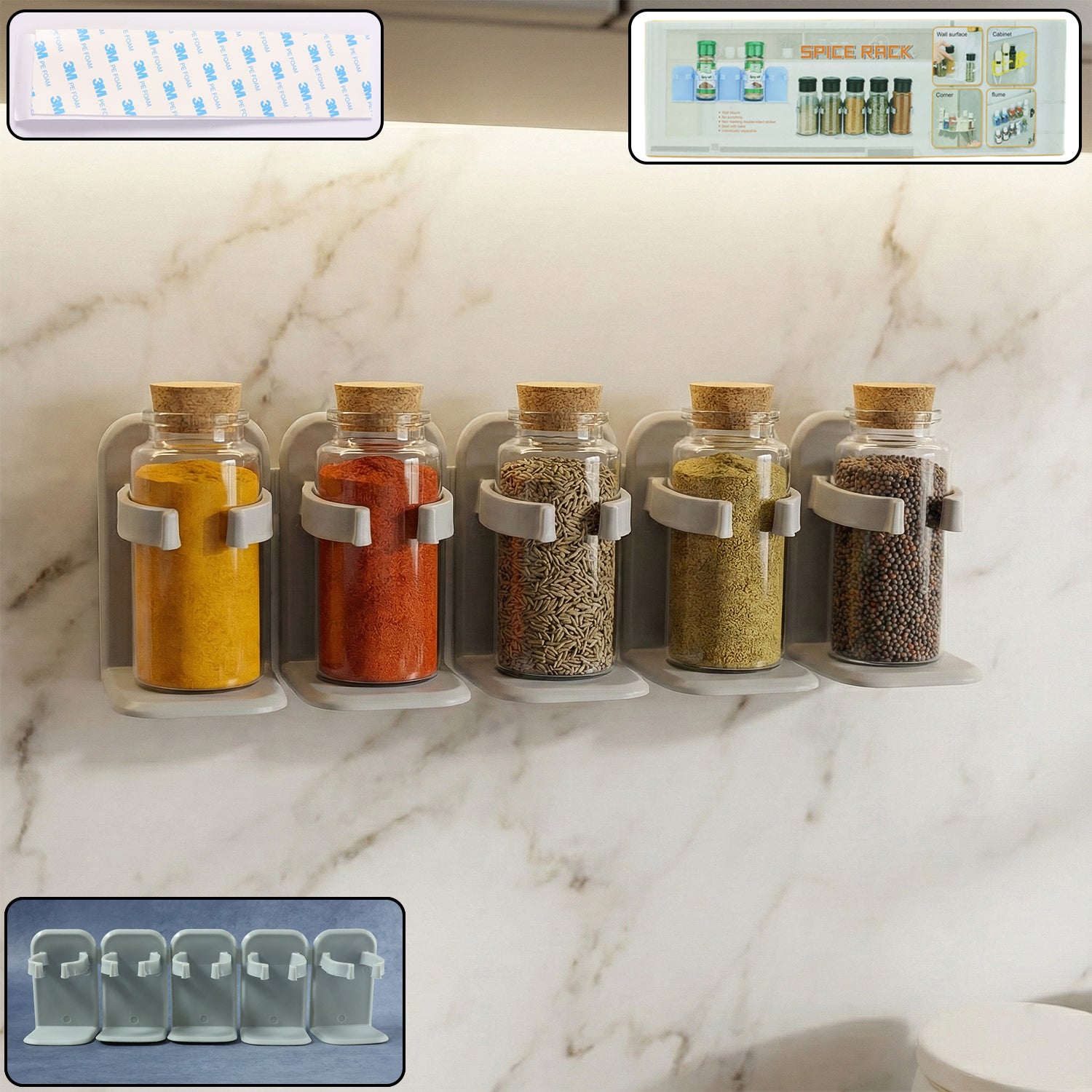 Wall-mounted Adjustable Spice Rack Organizer (1 Pc)